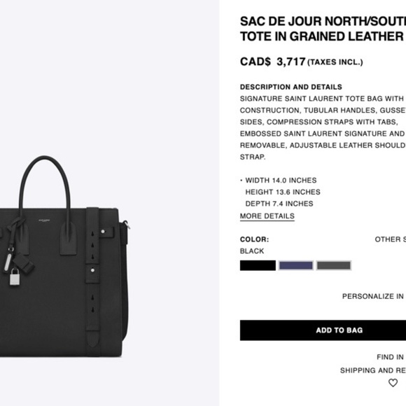 Saint Laurent Sac de jour in Grained Leather Black - Picture 2 of 7